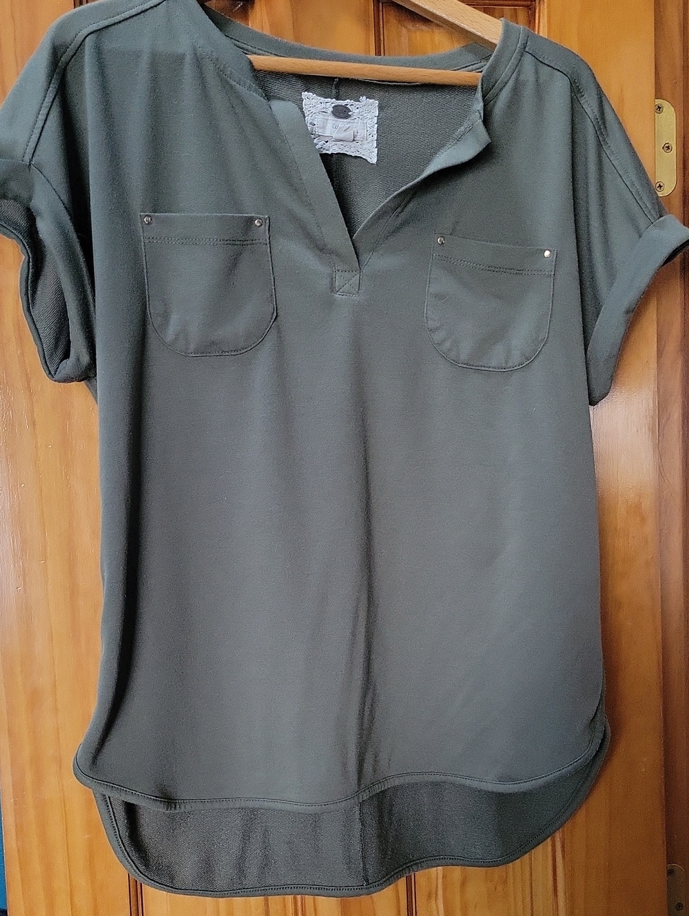 Cupio Olive Green Short Sleeve Pocket Tunic